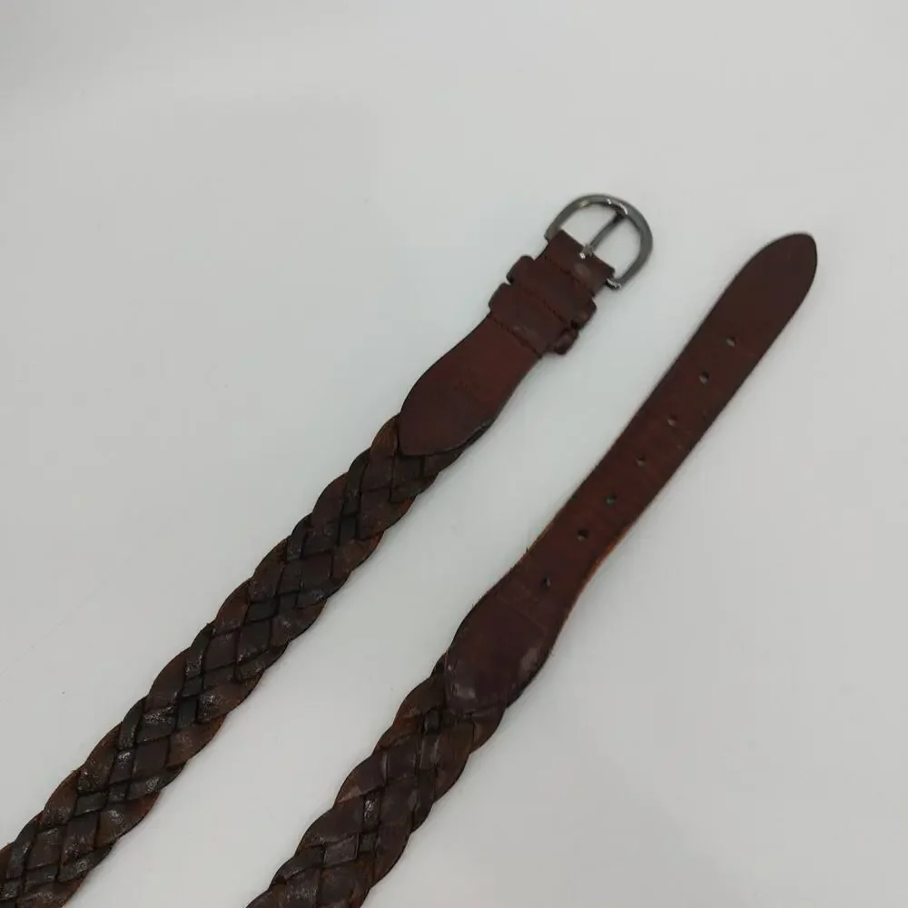 Coach Men's Size 40 Brown Leather Belt Casual Braided Weaved